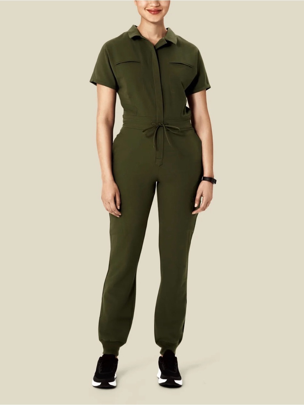 Mandala Women’s Olive Green Scrub Jumpsuit (Tall Large) - Picture 3 of 3
